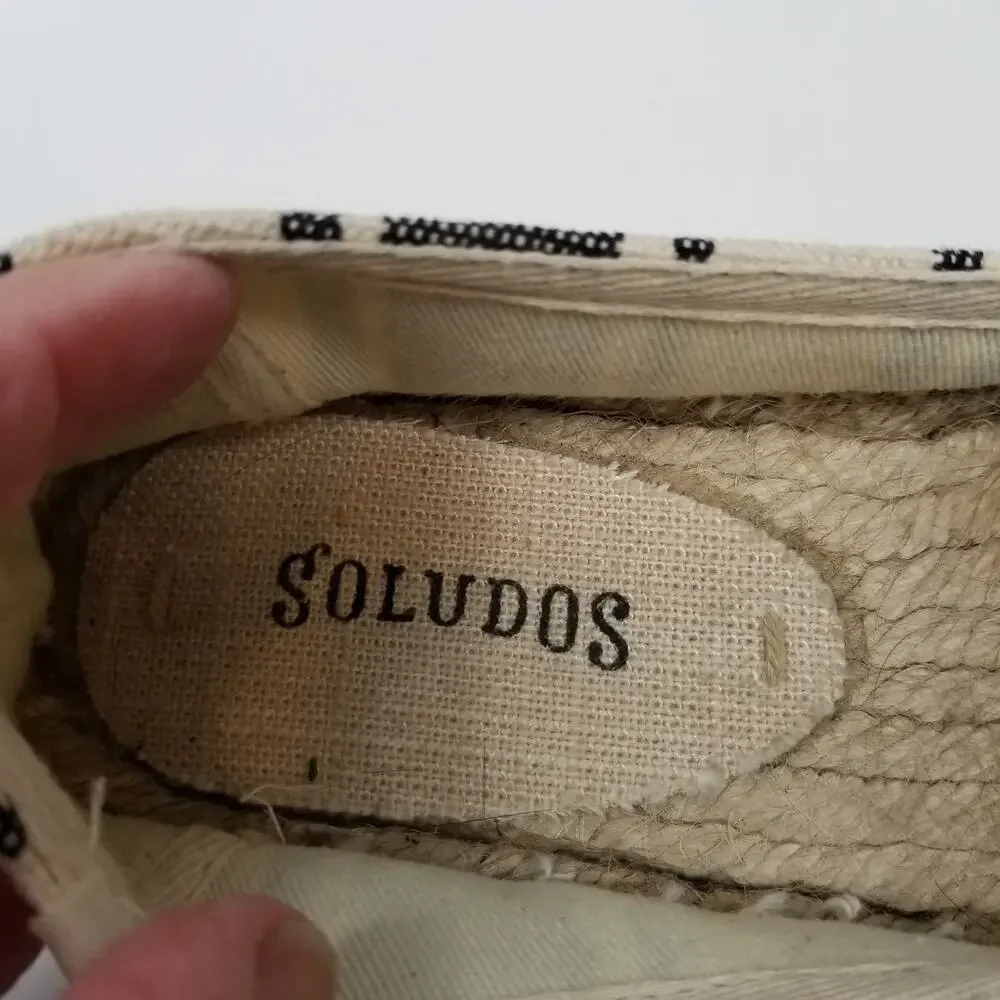 Soludos Women's Striped Knot Cream Black Espadrilles Size 5